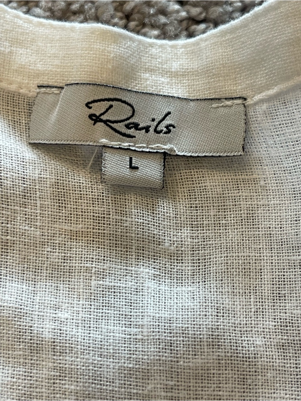 Rails Jasmine White Long-Sleeve Mini Dress, Lace Inset, Linen Blend, Size L - Picture 5 of 16